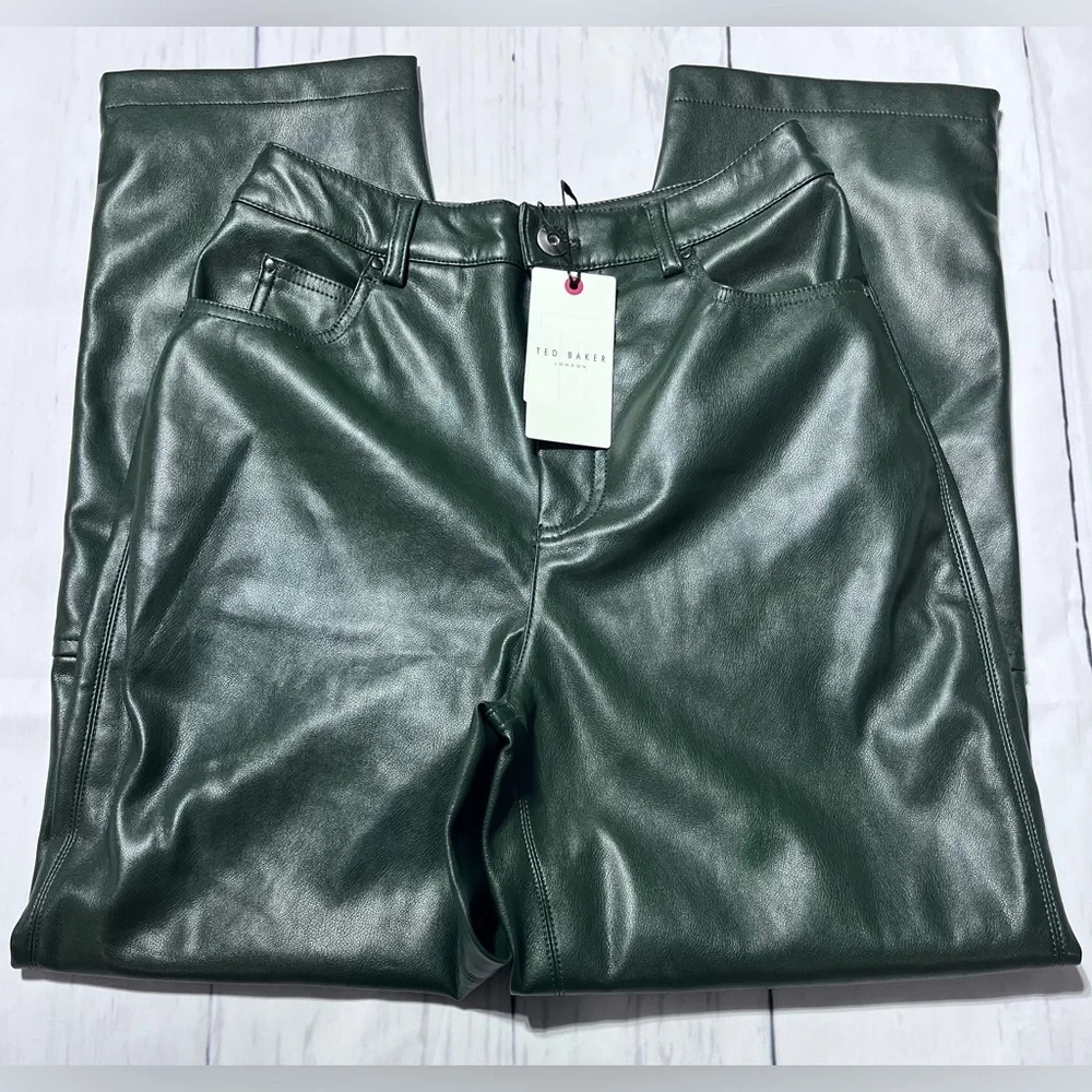 Ted Baker - Plaider Faux Leather Straight Leg Pants - Picture 4 of 9